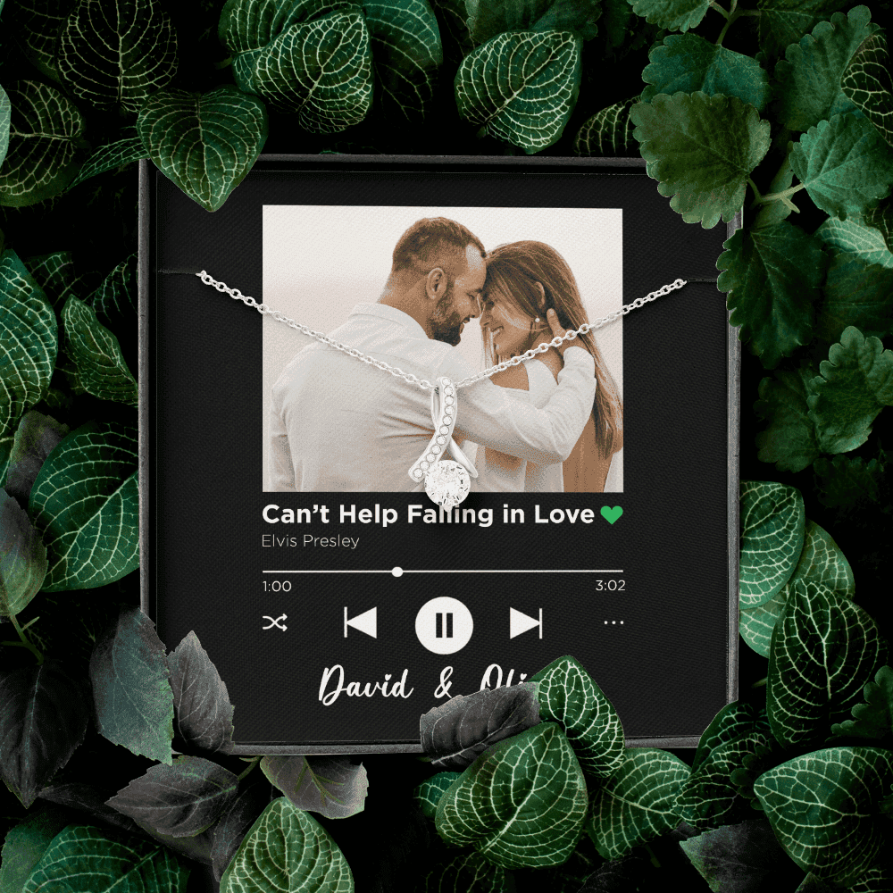 Can't Help Falling In Love Spotify Code Song Art Custom Name And Photo Alluring Beauty Necklace Gift For Her