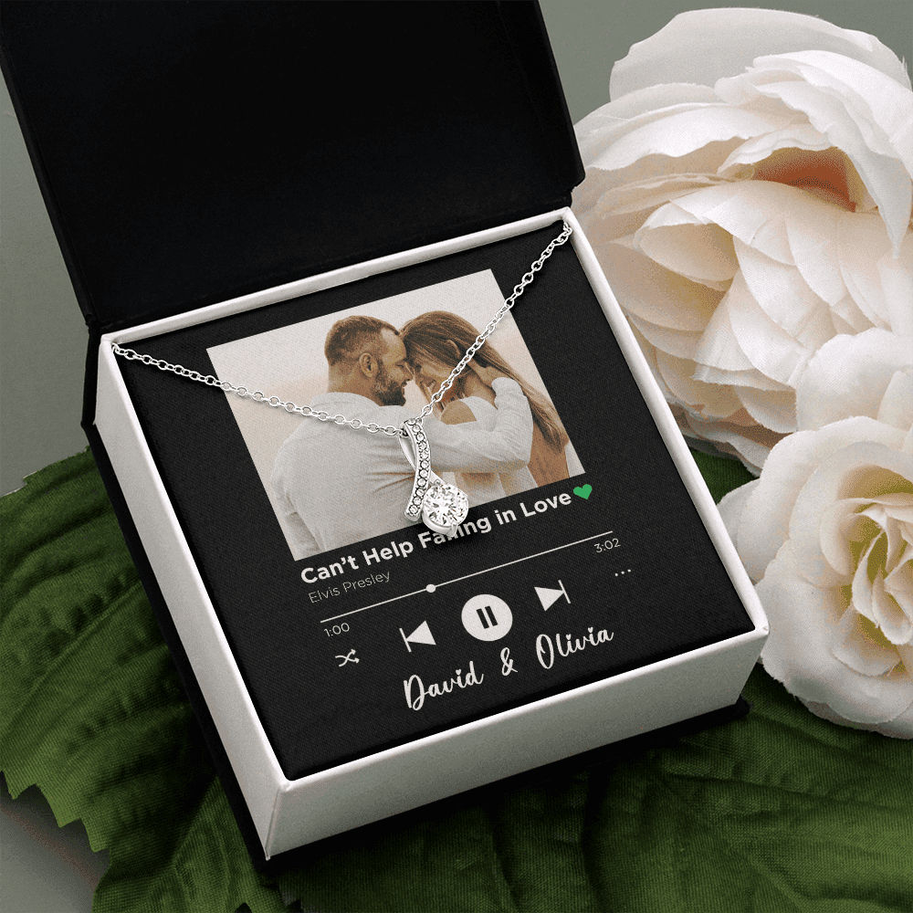 Can't Help Falling In Love Spotify Code Song Art Custom Name And Photo Alluring Beauty Necklace Gift For Her