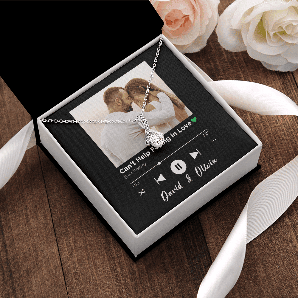 Can't Help Falling In Love Spotify Code Song Art Custom Name And Photo Alluring Beauty Necklace Gift For Her