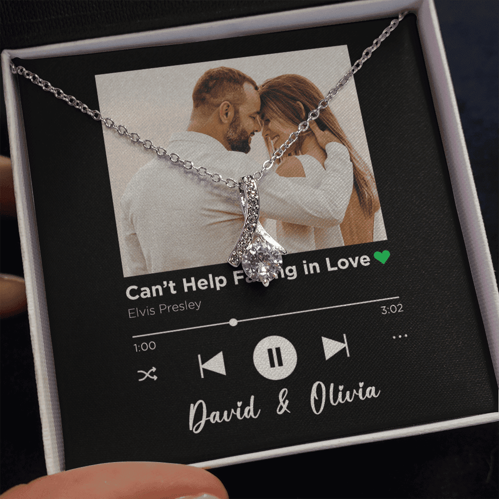 Can't Help Falling In Love Spotify Code Song Art Custom Name And Photo Alluring Beauty Necklace Gift For Her