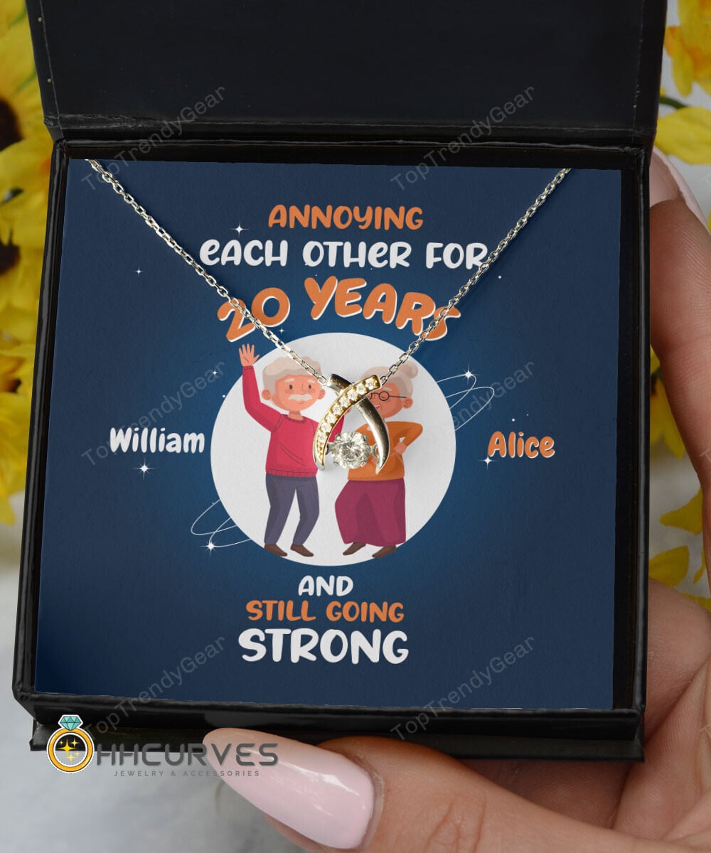 Custom Name And Date Anniversary Presents By Year Annoying Each Other For Years And Still Going Strong Gift For Her Wishbone Dancing Necklace 