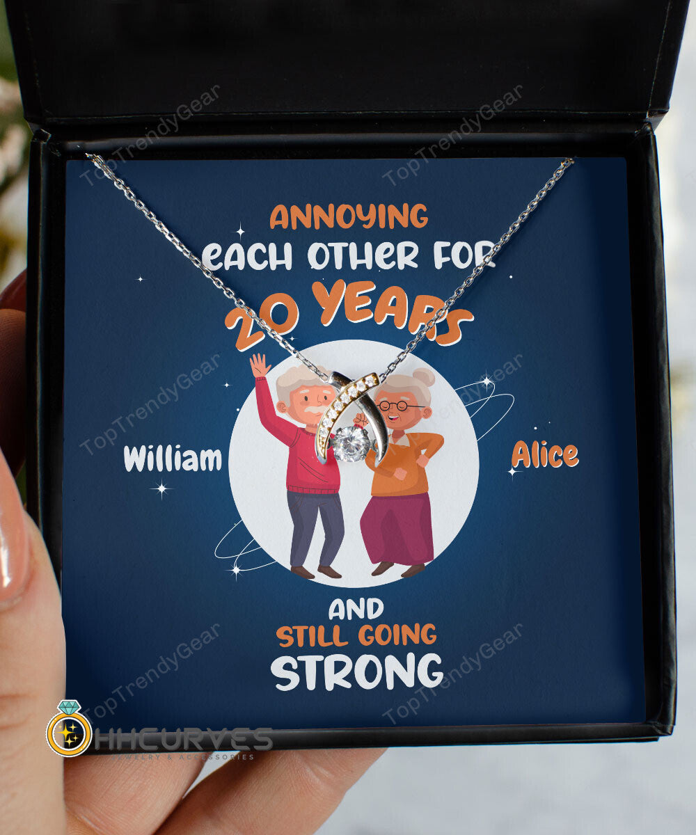 Custom Name And Date Anniversary Presents By Year Annoying Each Other For Years And Still Going Strong Gift For Her Wishbone Dancing Necklace 