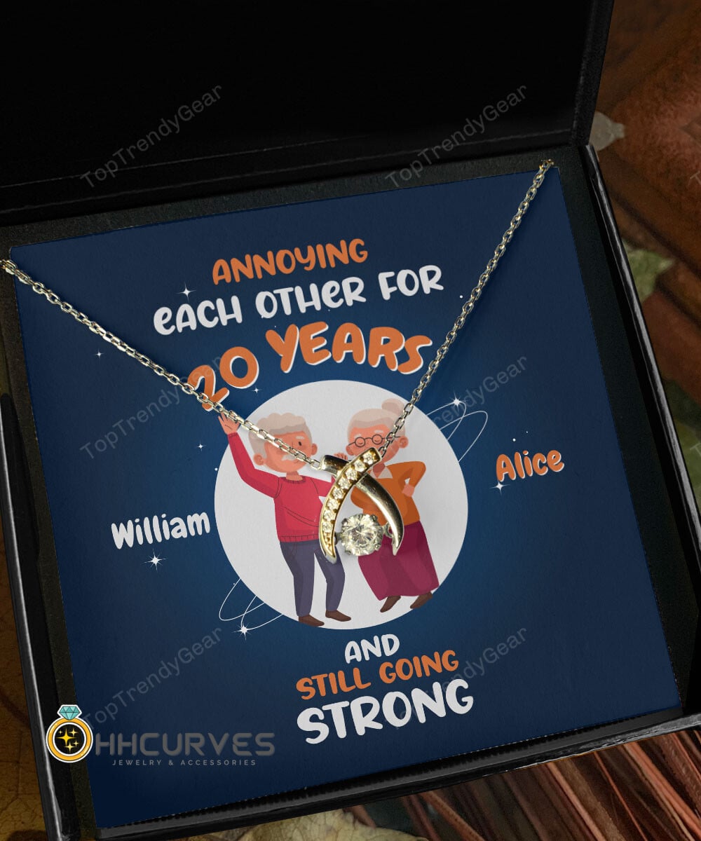 Custom Name And Date Anniversary Presents By Year Annoying Each Other For Years And Still Going Strong Gift For Her Wishbone Dancing Necklace 