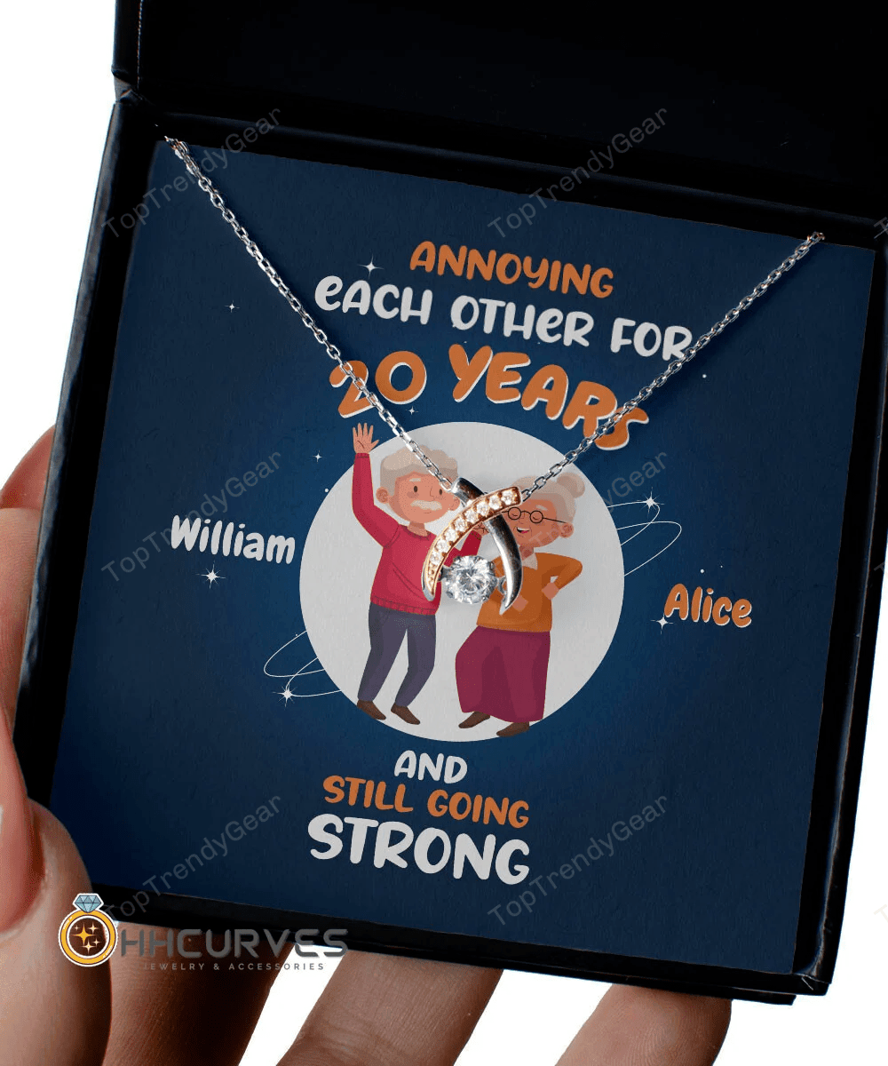 Custom Name And Date Anniversary Presents By Year Annoying Each Other For Years And Still Going Strong Gift For Her Wishbone Dancing Necklace 