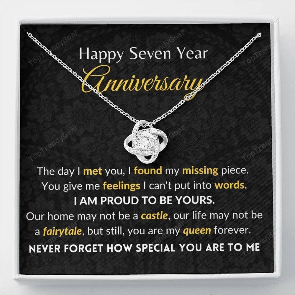 I Found My Missing Piece Love Knot Necklace 7 Year Anniversary Gift For Her 
