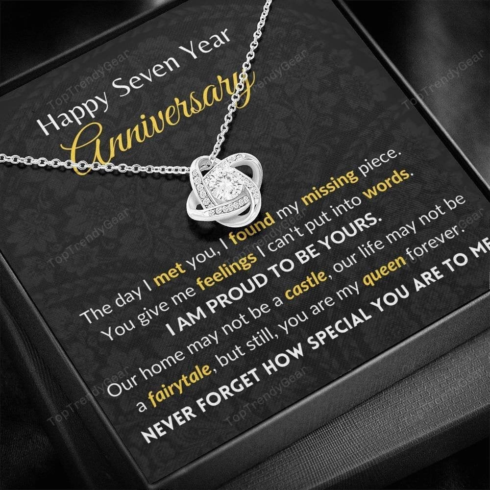 I Found My Missing Piece Love Knot Necklace 7 Year Anniversary Gift For Her 