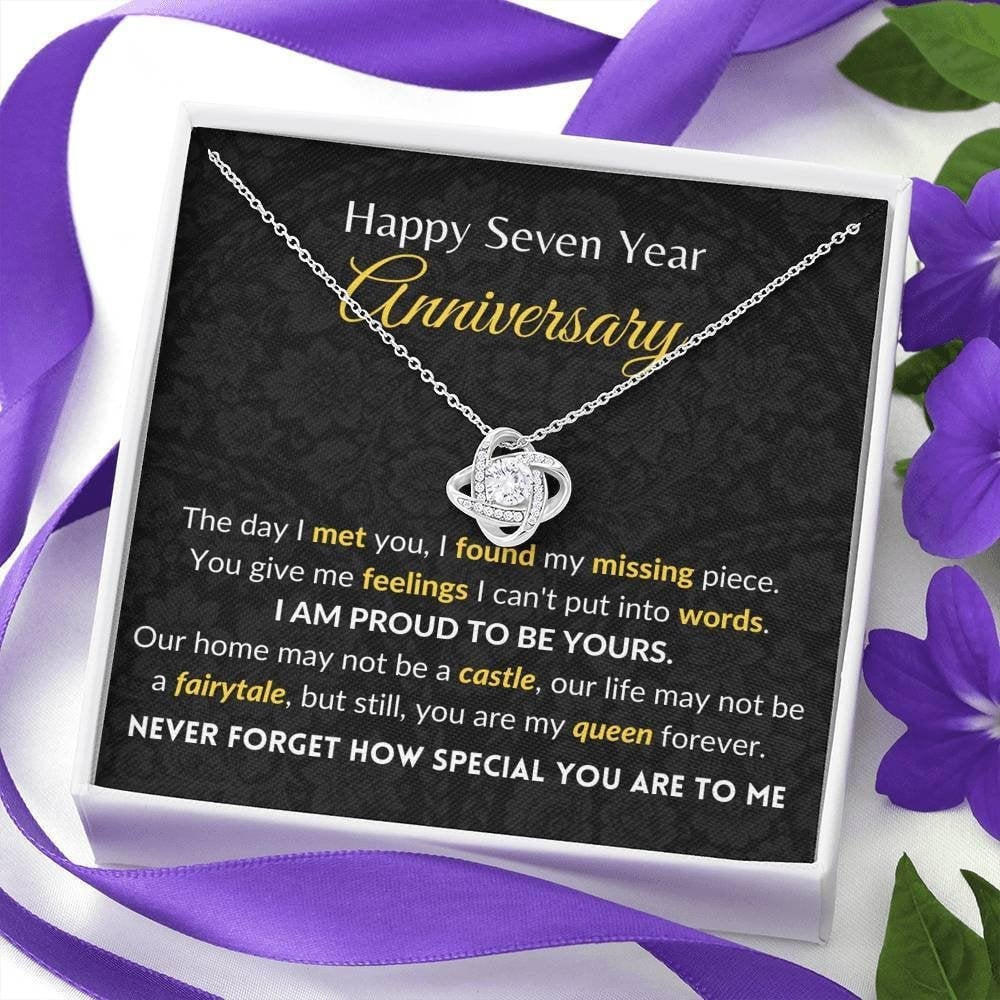 I Found My Missing Piece Love Knot Necklace 7 Year Anniversary Gift For Her 