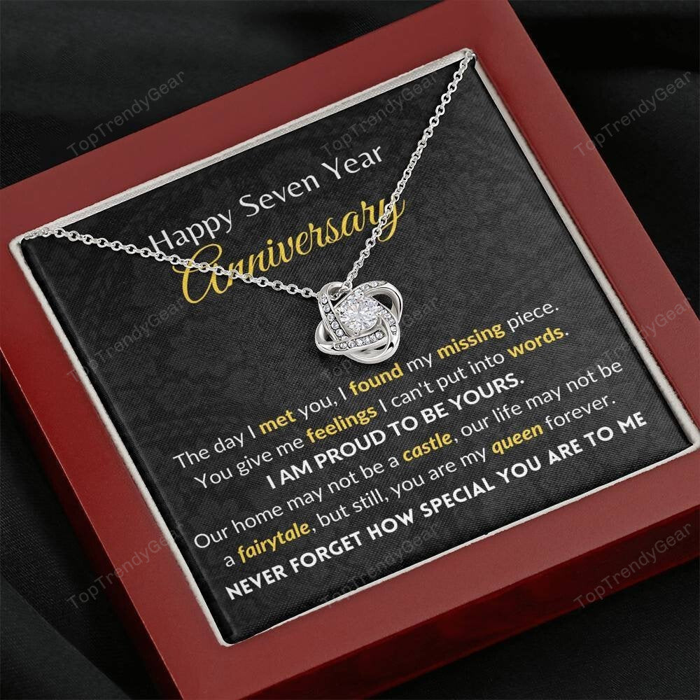 I Found My Missing Piece Love Knot Necklace 7 Year Anniversary Gift For Her 