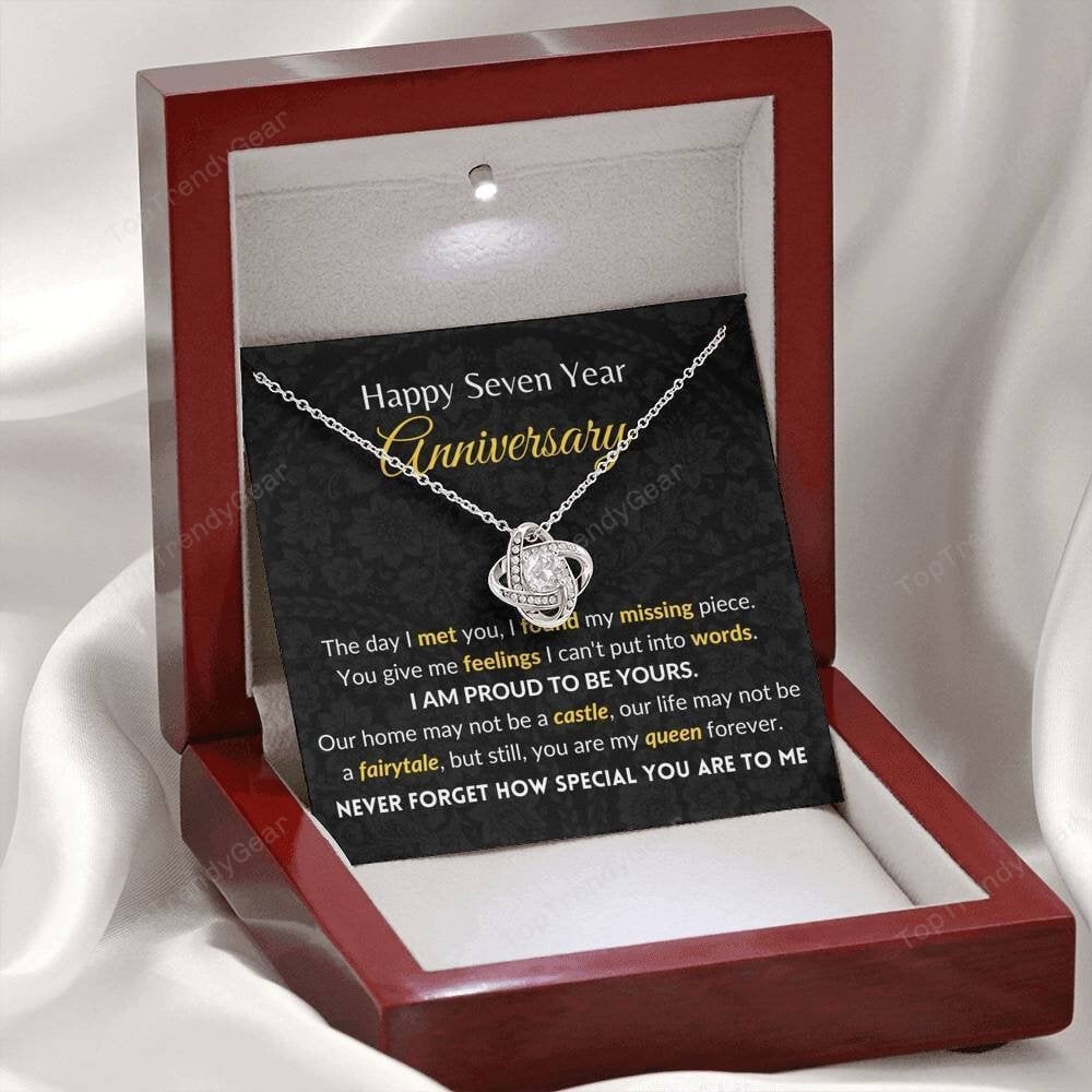 I Found My Missing Piece Love Knot Necklace 7 Year Anniversary Gift For Her 