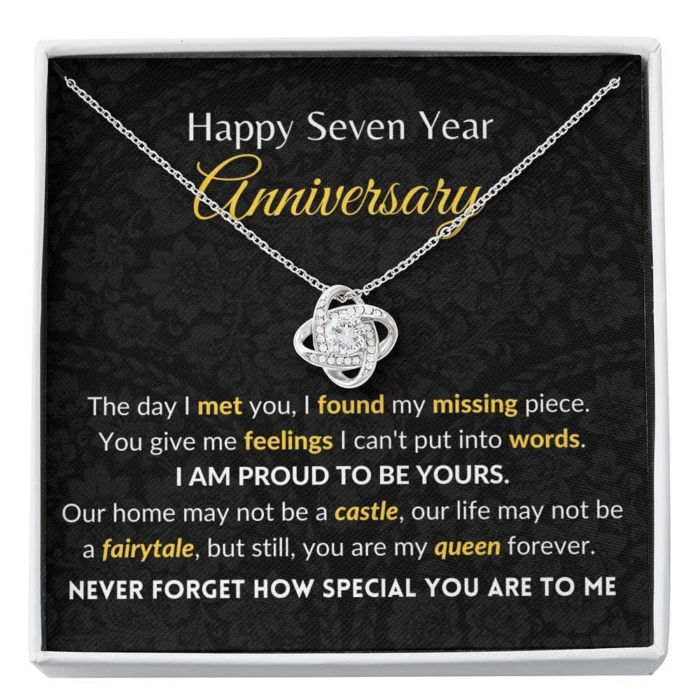 I Found My Missing Piece Love Knot Necklace 7 Year Anniversary Gift For Her 