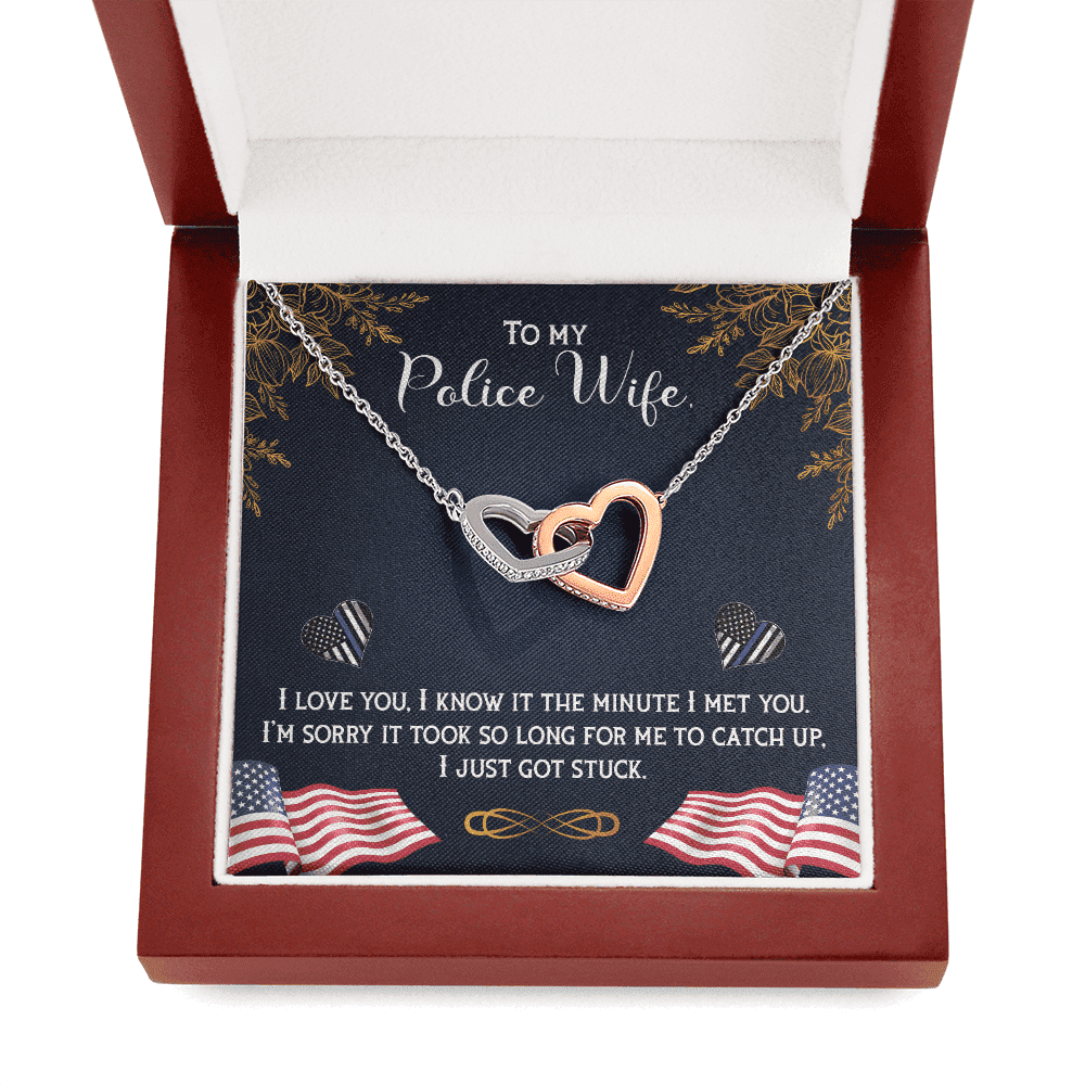 To My Police Wife I'm Sorry It Took So Long For Me To Catch Up I Just Got Stuck Interlocking Heart Necklace 
