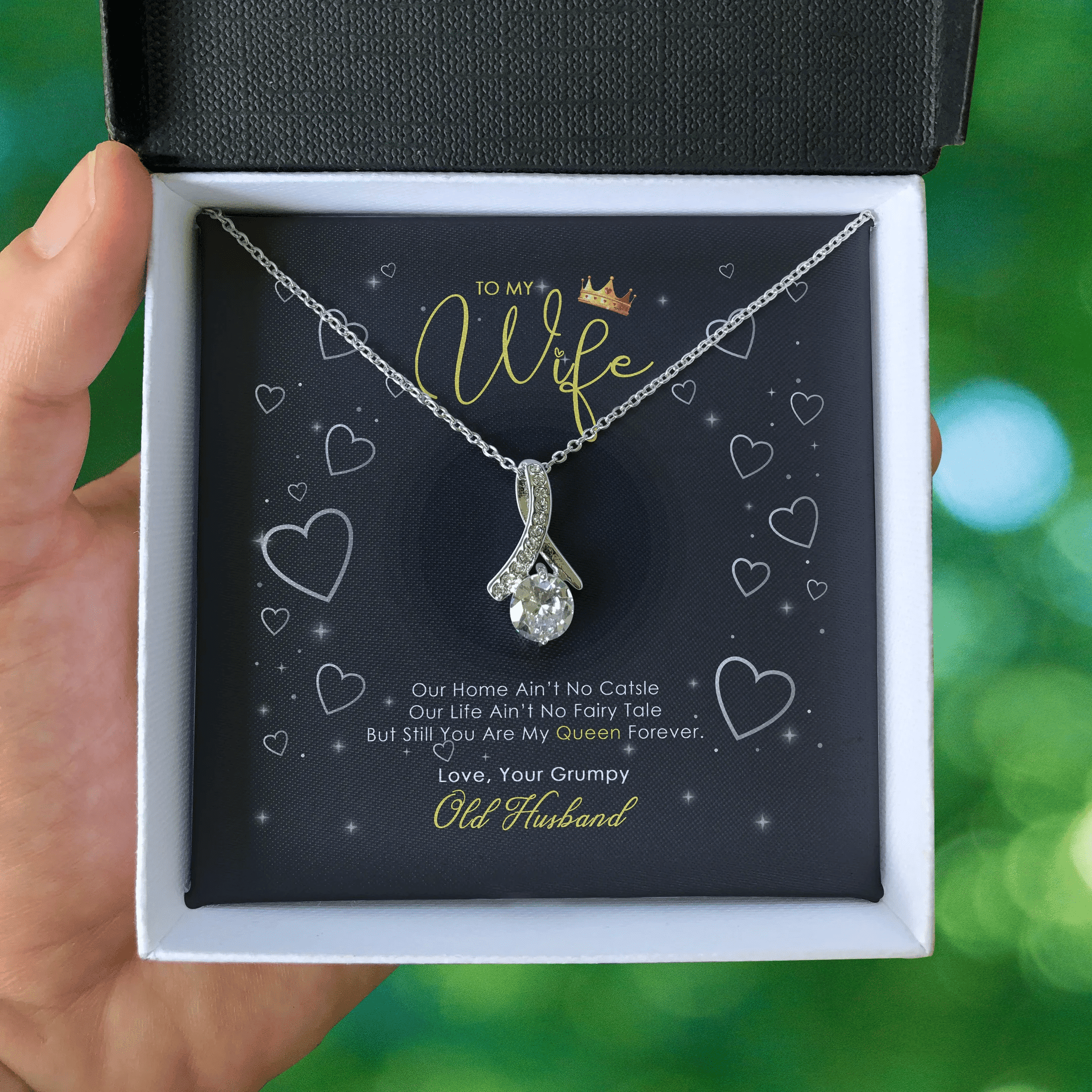 To My Wife Love Your Grumpy Old Husband Alluring Beauty Necklace