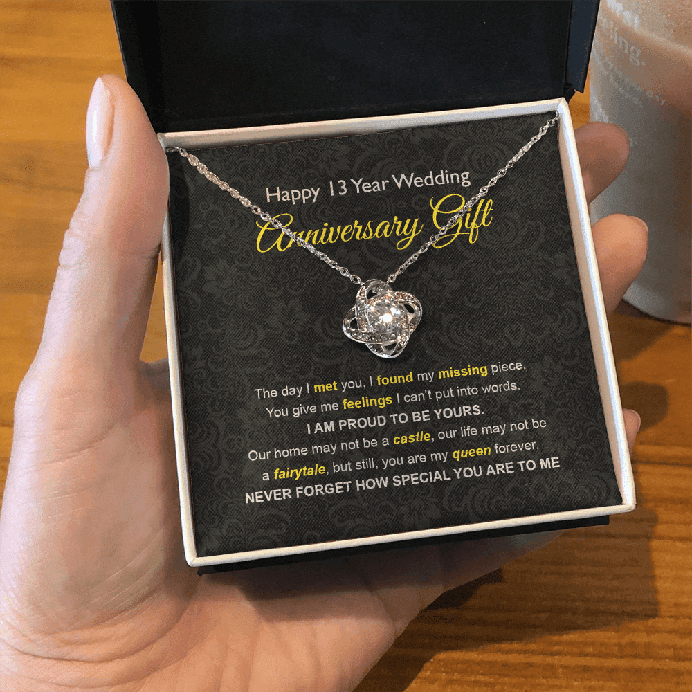 Wife Necklace, 13th Wedding Anniversary Necklace Gift Ideas For Wife Love Knot Necklace