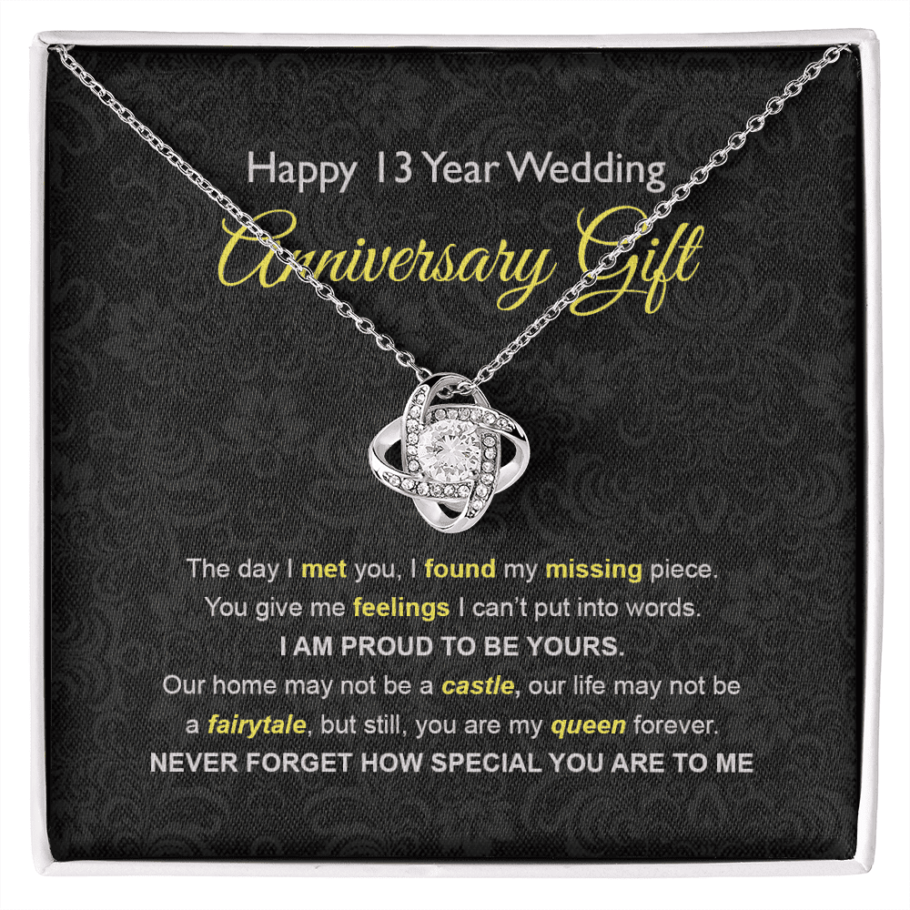 Wife Necklace, 13th Wedding Anniversary Necklace Gift Ideas For Wife Love Knot Necklace