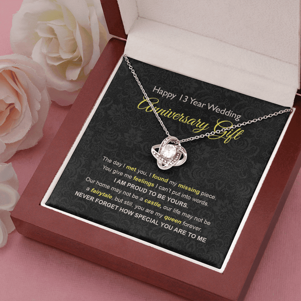 Wife Necklace, 13th Wedding Anniversary Necklace Gift Ideas For Wife Love Knot Necklace