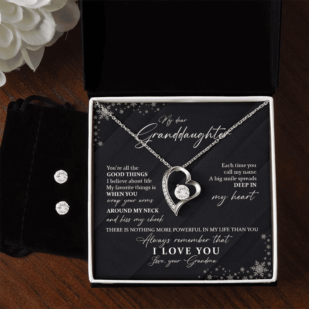 Granddaughter Necklace From Grandma There Is Nothing More Powerful In My Life Than You Forever Love Necklace With Free Cubic Zirconia Earrings