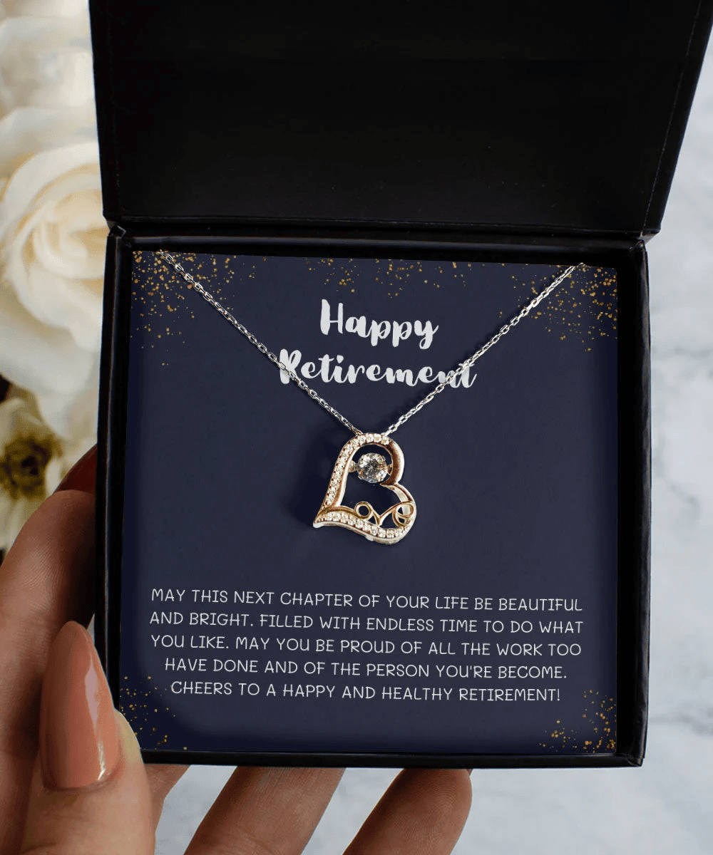 Happy Retirement On Dark Blue Background Gift Gift For Her Love Dancing Necklace