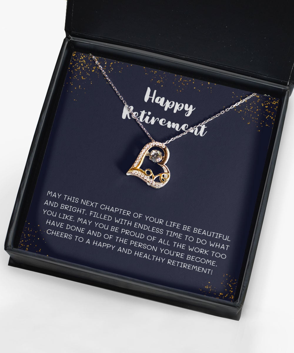 Happy Retirement On Dark Blue Background Gift Gift For Her Love Dancing Necklace