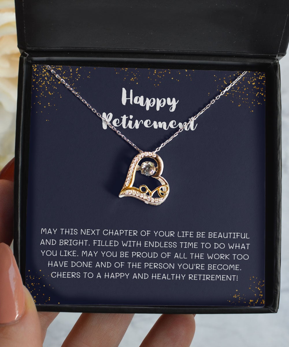 Happy Retirement On Dark Blue Background Gift Gift For Her Love Dancing Necklace