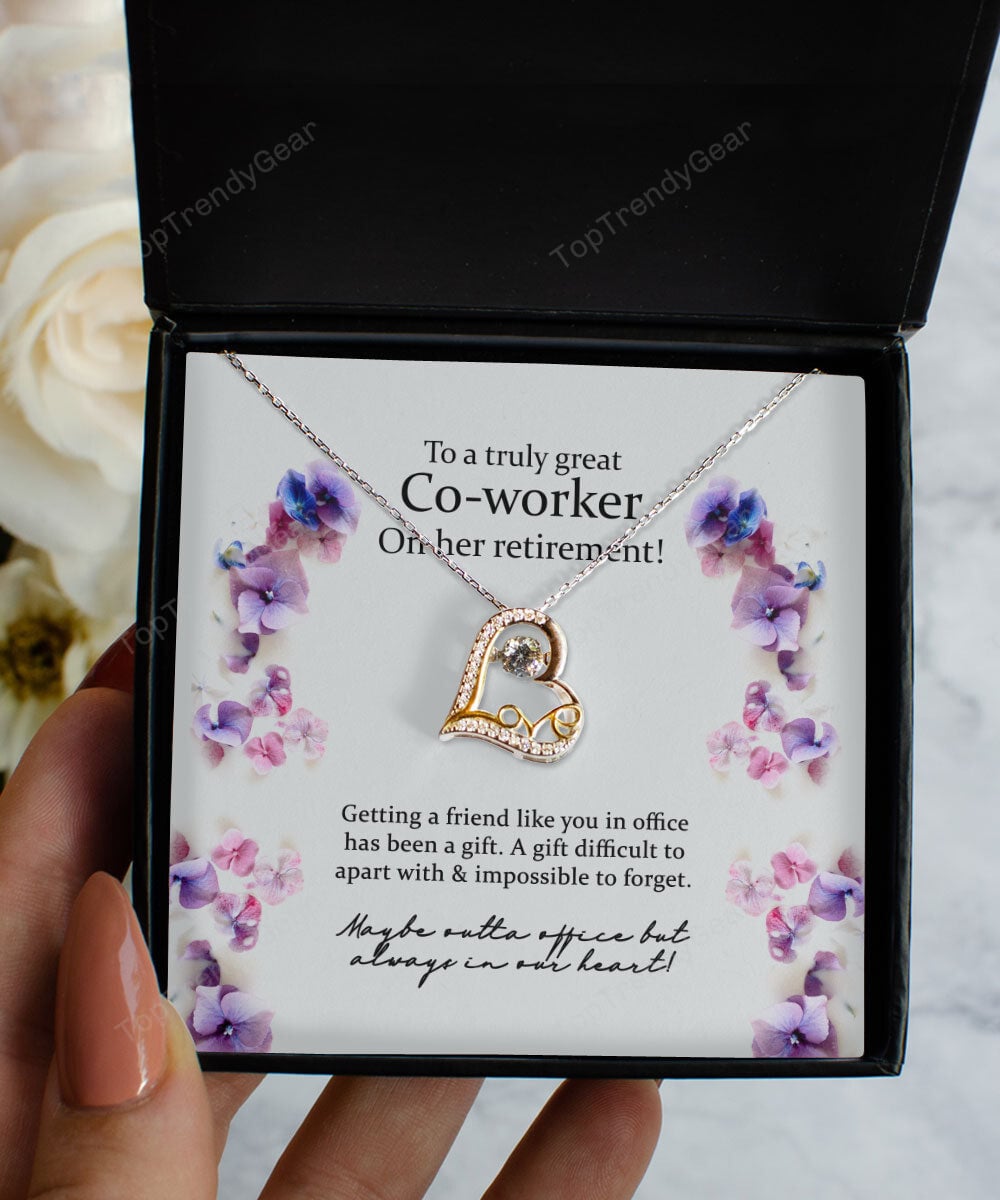 Gift For Co Worker On Her Retirement Blue Flower Love Dancing Necklace