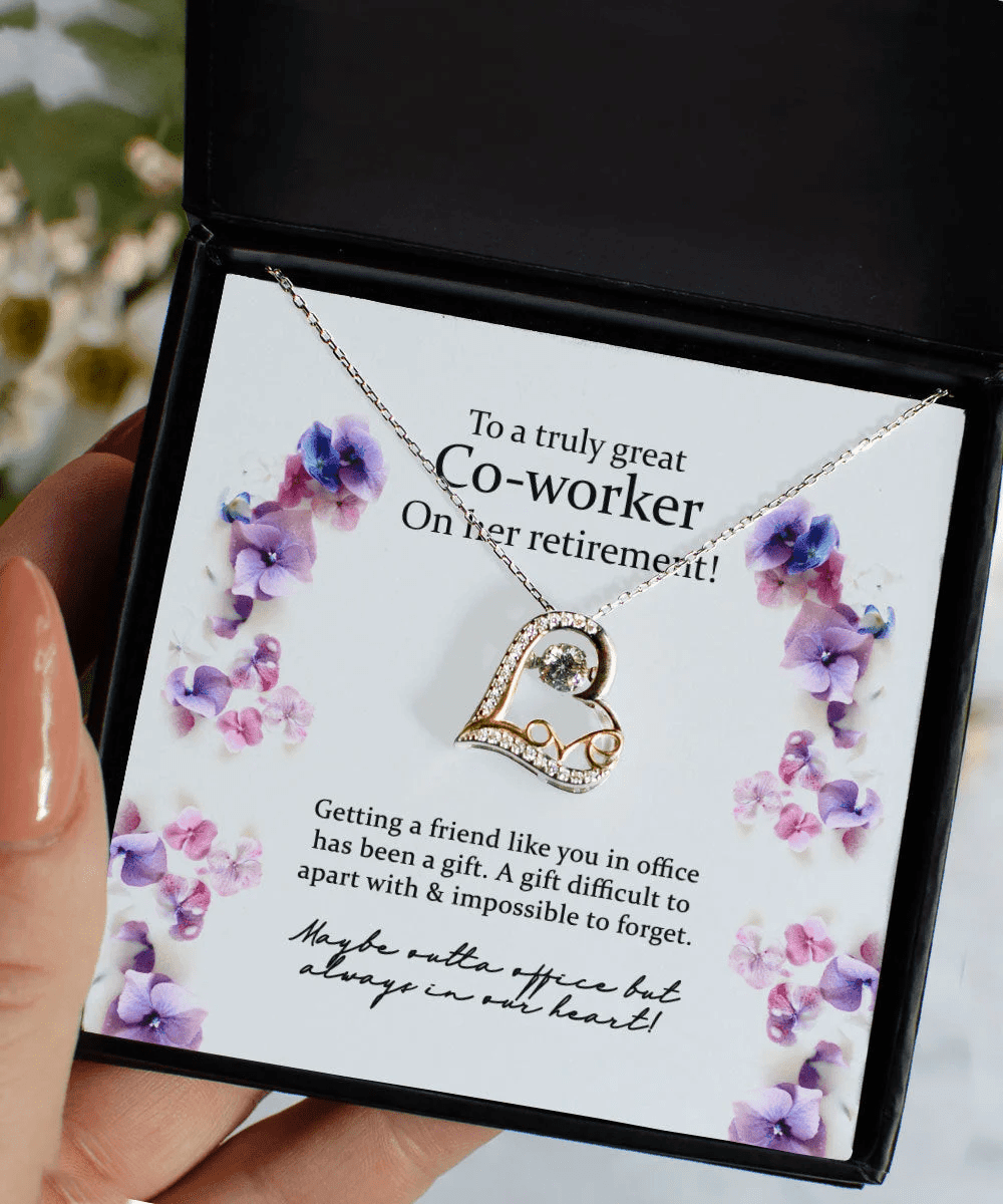 Gift For Co Worker On Her Retirement Blue Flower Love Dancing Necklace