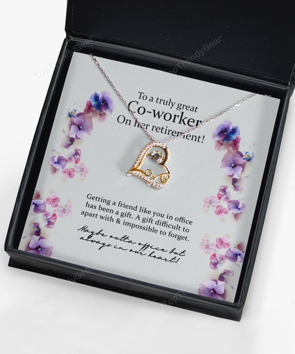 Gift For Co Worker On Her Retirement Blue Flower Love Dancing Necklace