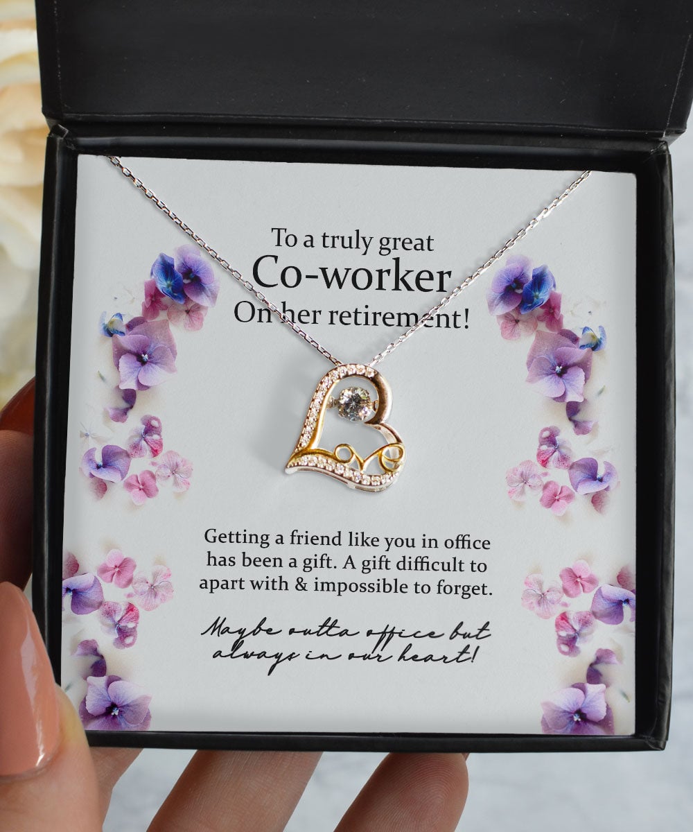 Gift For Co Worker On Her Retirement Blue Flower Love Dancing Necklace