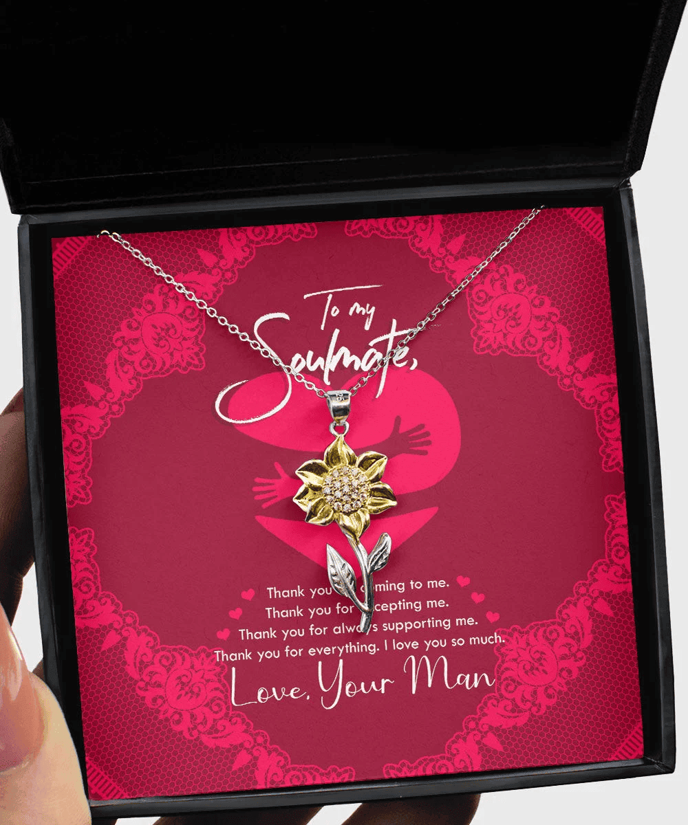 To My Soulmate Thank You For Everything Sunflower Pendant Necklace
