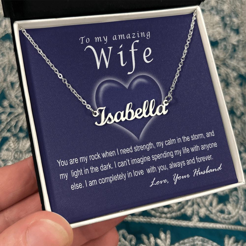 To My Amazing Wife You Are My Rock Personalized Name Necklace
