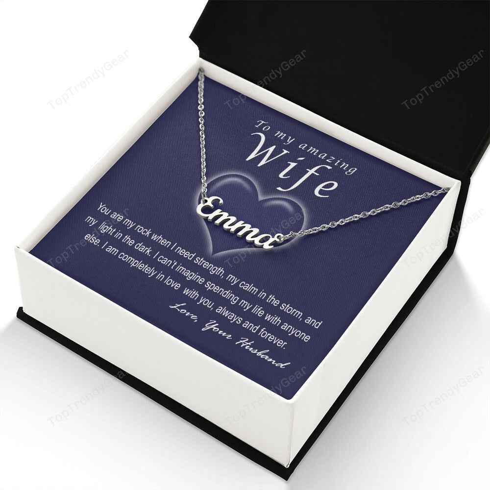 To My Amazing Wife You Are My Rock Personalized Name Necklace