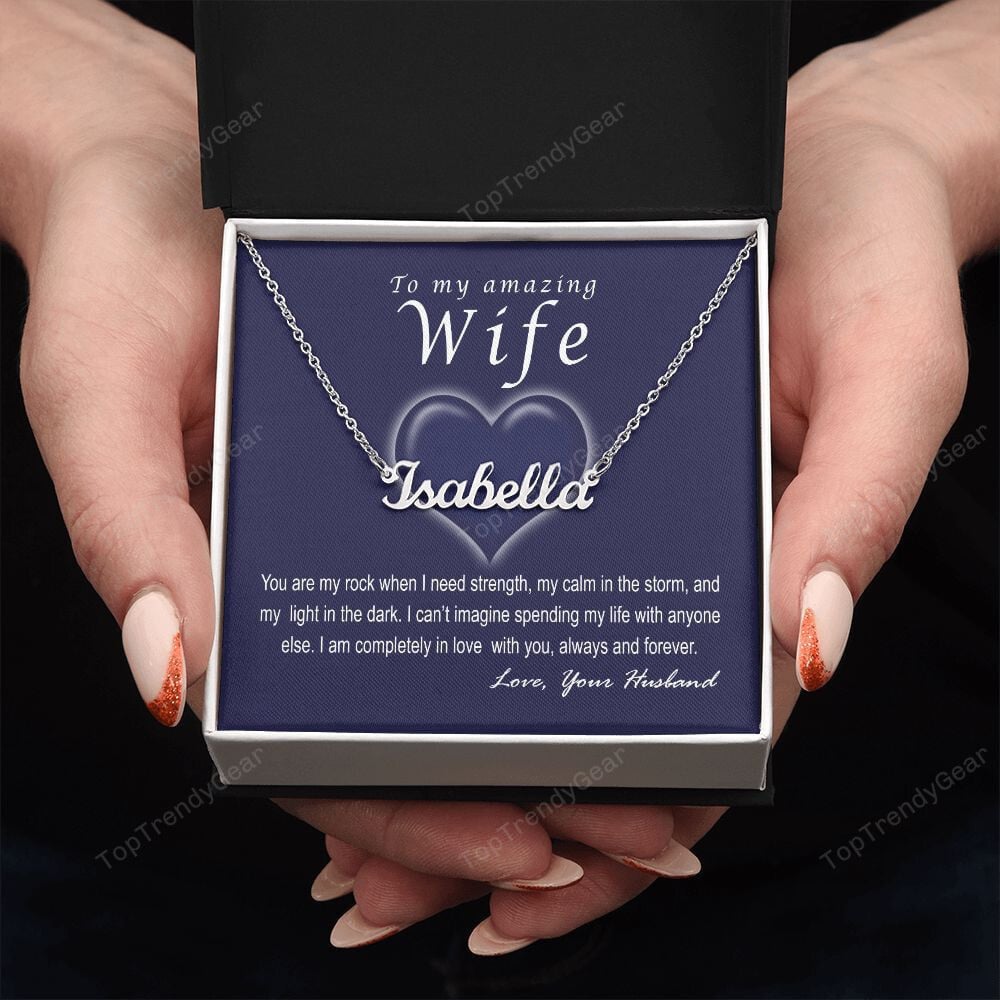 To My Amazing Wife You Are My Rock Personalized Name Necklace