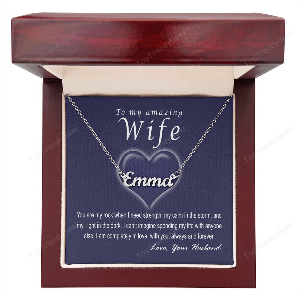 To My Amazing Wife You Are My Rock Personalized Name Necklace