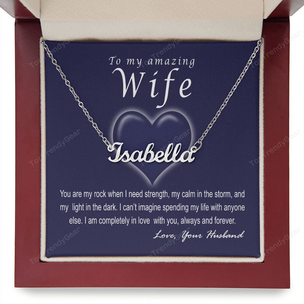 To My Amazing Wife You Are My Rock Personalized Name Necklace