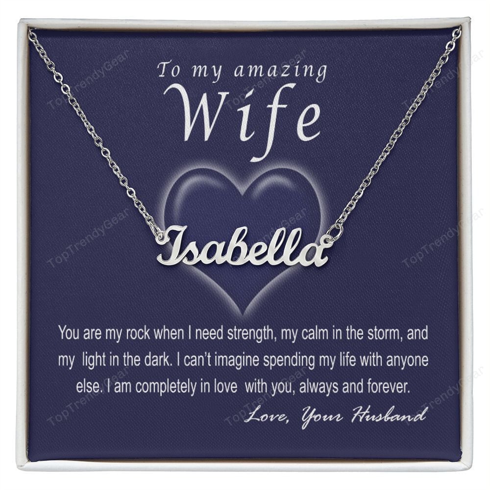 To My Amazing Wife You Are My Rock Personalized Name Necklace