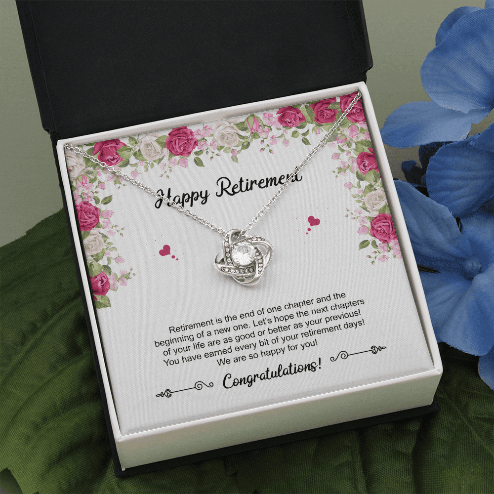 Retirement Gifts Let's Hope The Next Chapters Of Your Life Retirement Gift For Her Love Knot Necklace