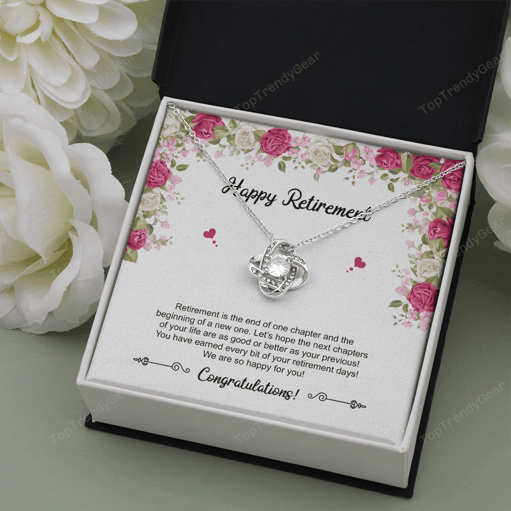 Retirement Gifts Let's Hope The Next Chapters Of Your Life Retirement Gift For Her Love Knot Necklace
