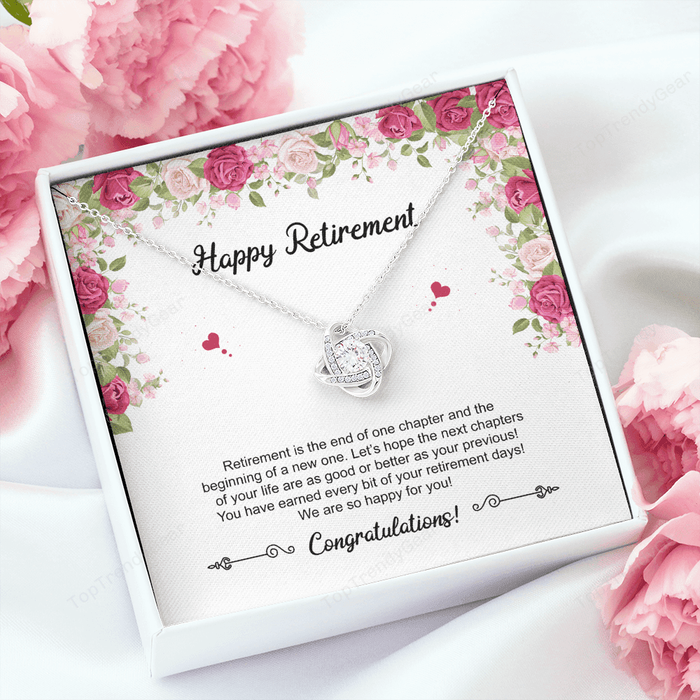 Retirement Gifts Let's Hope The Next Chapters Of Your Life Retirement Gift For Her Love Knot Necklace