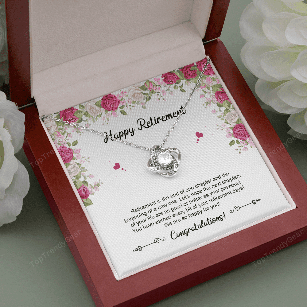 Retirement Gifts Let's Hope The Next Chapters Of Your Life Retirement Gift For Her Love Knot Necklace