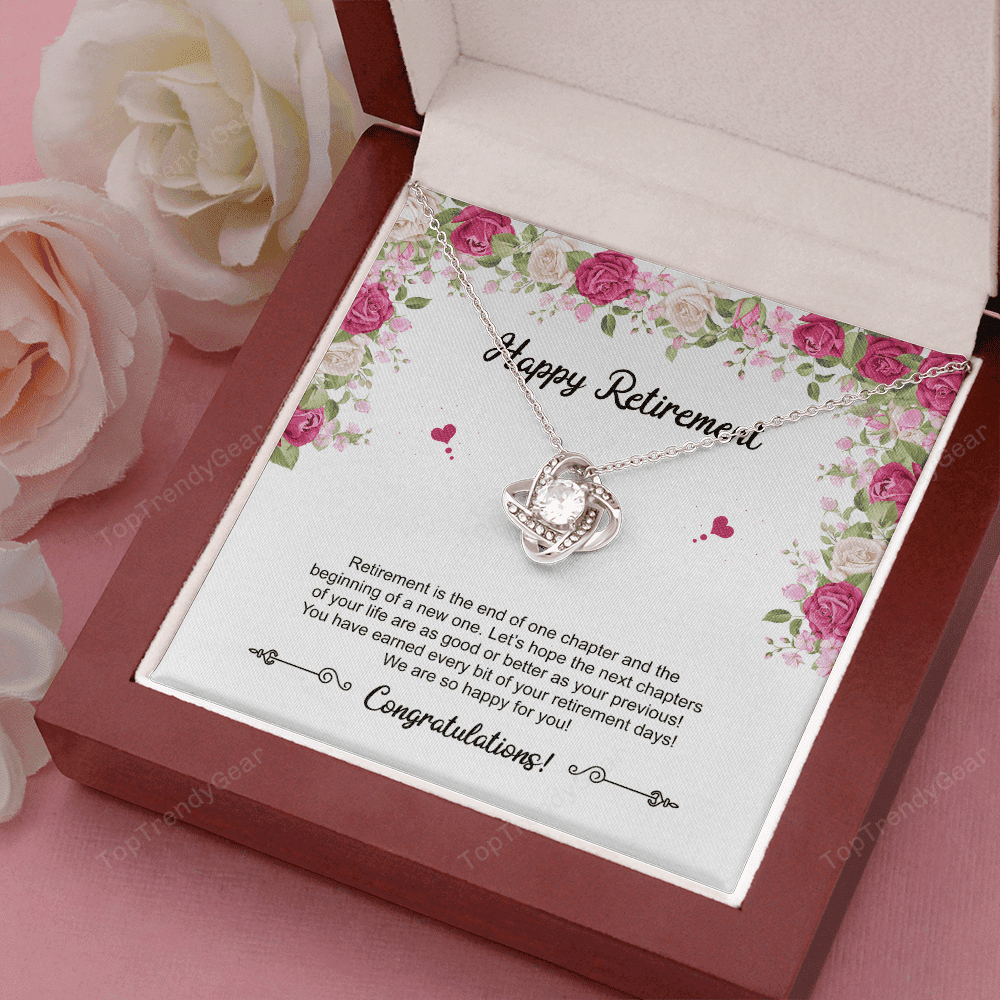 Retirement Gifts Let's Hope The Next Chapters Of Your Life Retirement Gift For Her Love Knot Necklace