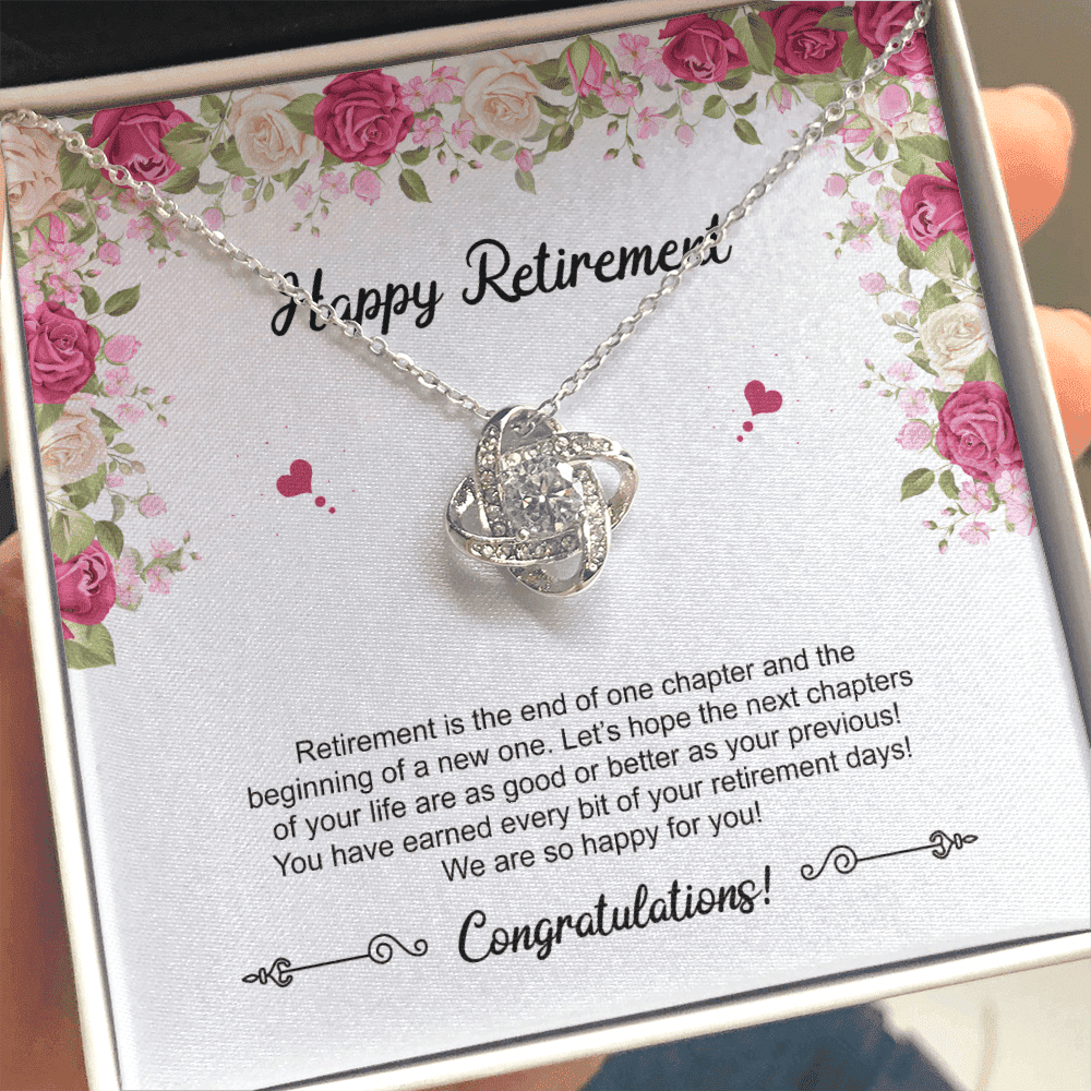 Retirement Gifts Let's Hope The Next Chapters Of Your Life Retirement Gift For Her Love Knot Necklace