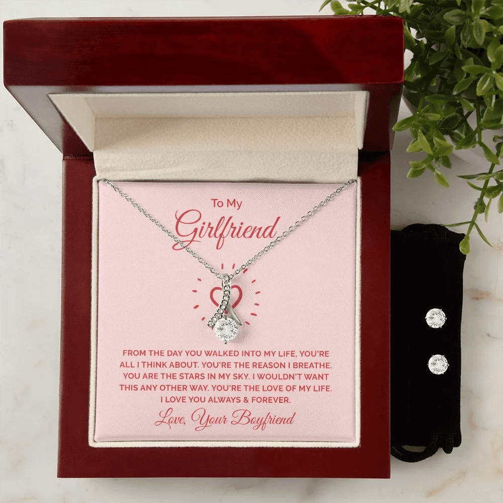 To My Girlfriend You Are All I Think About From Boyfriend Alluring Beauty Necklace Set Gift For Her