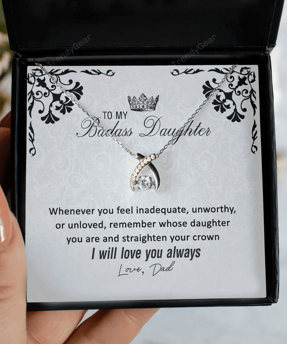 Mother Daughter Necklace I Will Love You Always Gift For Daughter From Dad Wishbone Dancing Necklace 