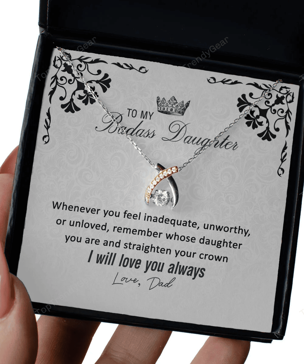 Mother Daughter Necklace I Will Love You Always Gift For Daughter From Dad Wishbone Dancing Necklace 