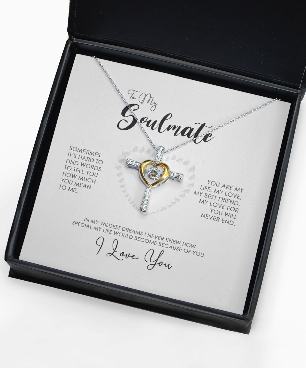 To My Gorgeous Wife My Love For You Will Never End Cross Dancing Necklace