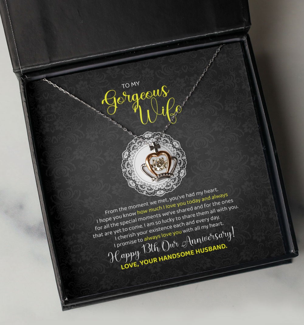 Lace Anniversary Gifts For Her 13 Year Wedding Anniversary Gift Crown Necklace 