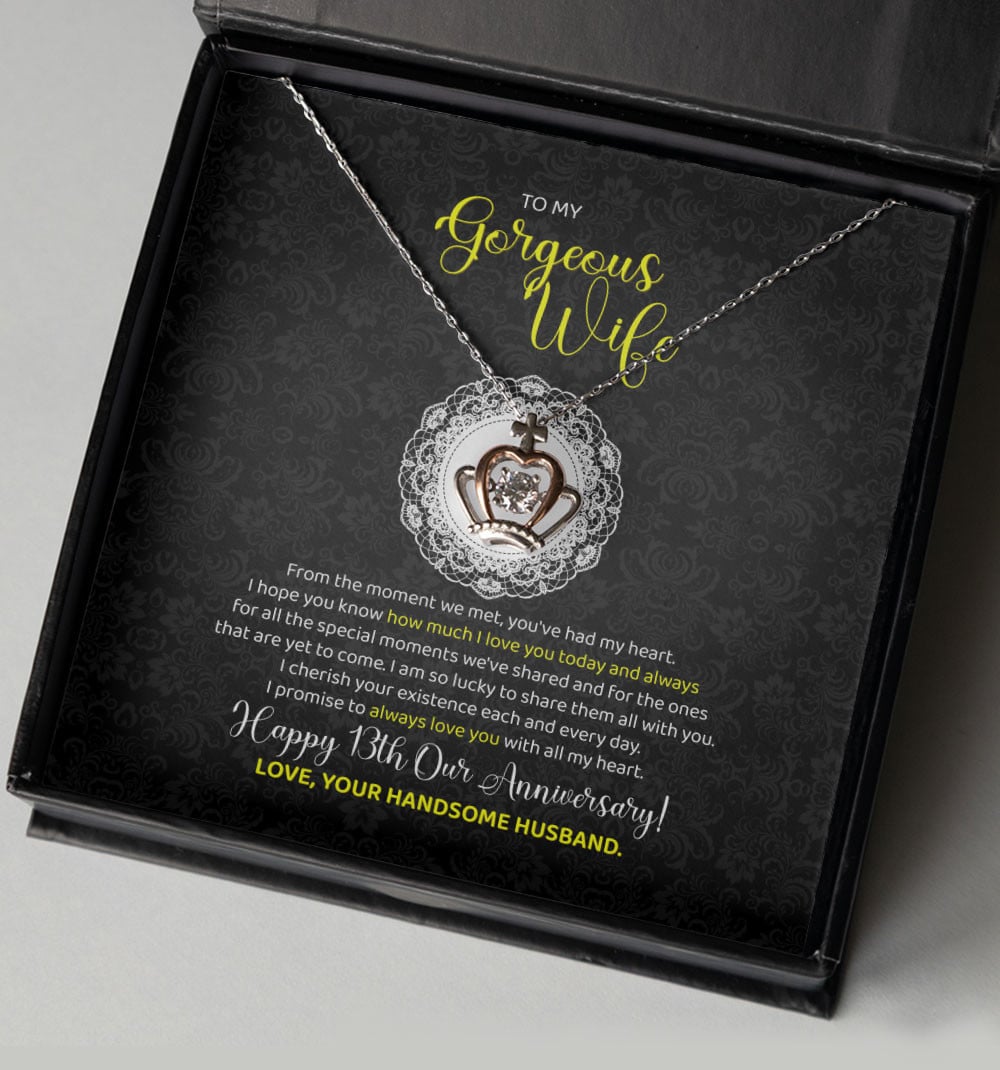 Lace Anniversary Gifts For Her 13 Year Wedding Anniversary Gift Crown Necklace 