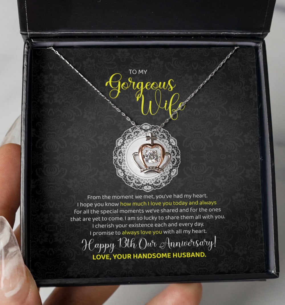 Lace Anniversary Gifts For Her 13 Year Wedding Anniversary Gift Crown Necklace 