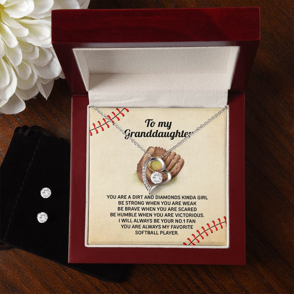 Granddaughter Necklace, To My Softball Player You Are Always My Favorite Forever Love Necklace Set Gift For Granddaughter