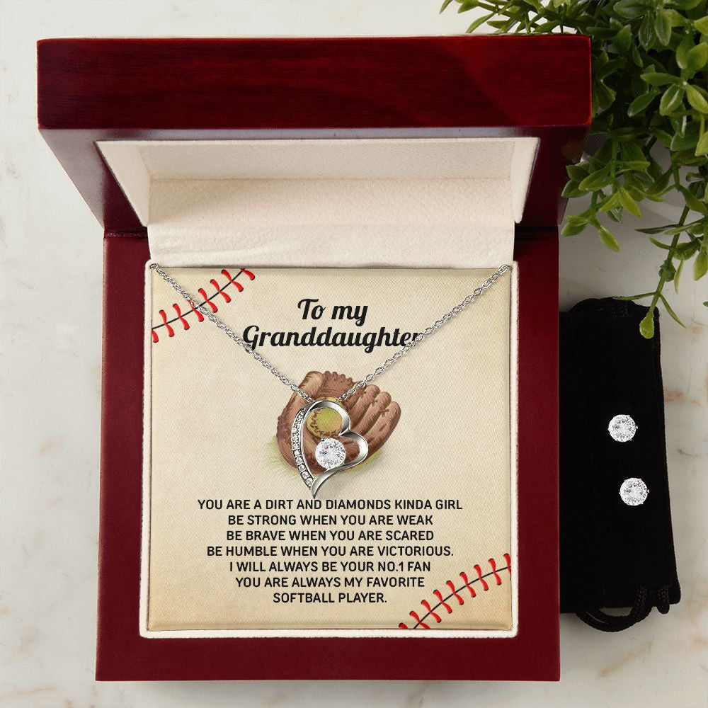 Granddaughter Necklace, To My Softball Player You Are Always My Favorite Forever Love Necklace Set Gift For Granddaughter