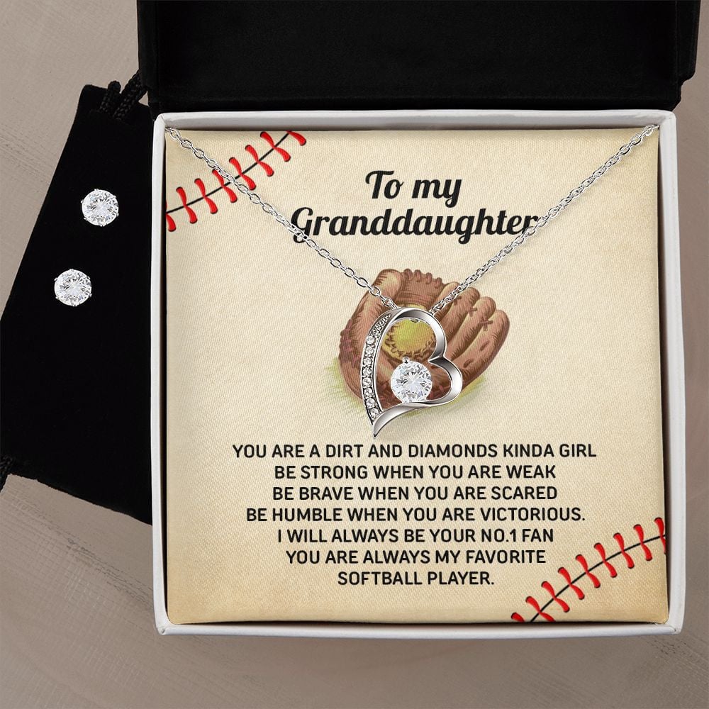 Granddaughter Necklace, To My Softball Player You Are Always My Favorite Forever Love Necklace Set Gift For Granddaughter